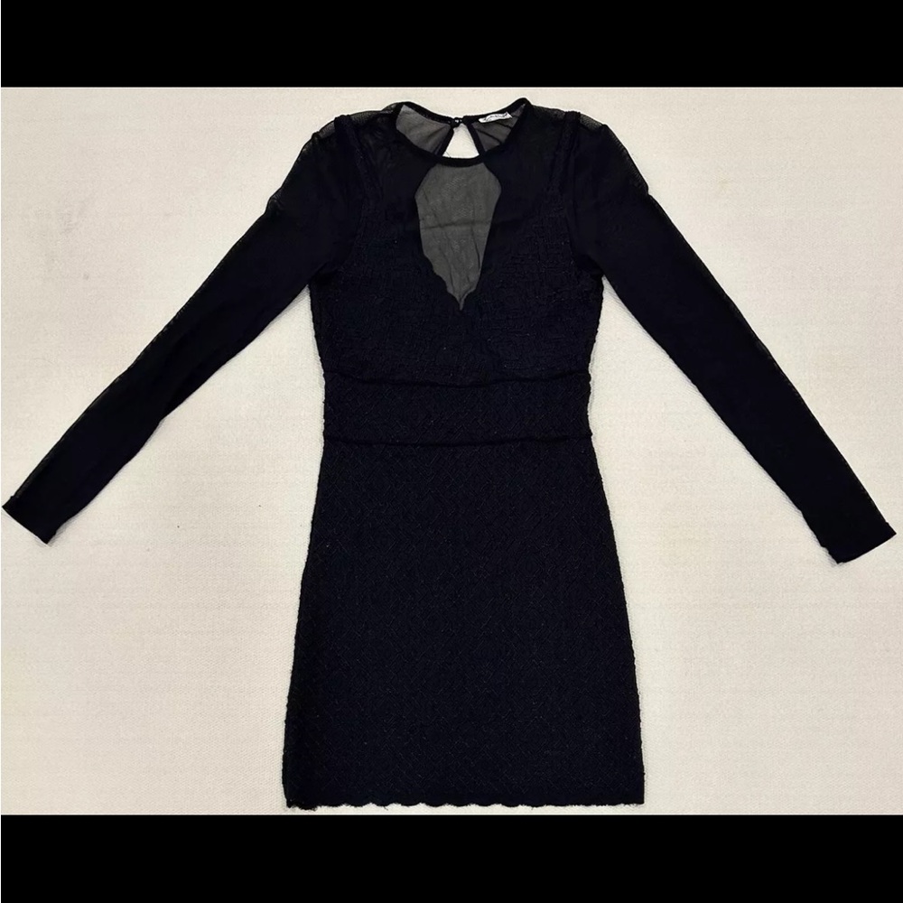 Intimately Free People Body Con Dress Long Sleeve Black Whimsygoth Size Small
